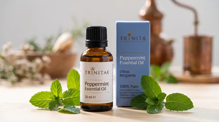 Peppermint essential oil, 30 ml amber glass bottle