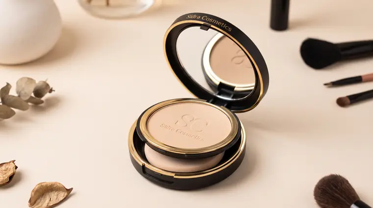 Pressed face powder compact, 10 g with mirror