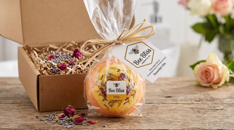 Bath bomb with essential oils, 150 g, gift wrapped